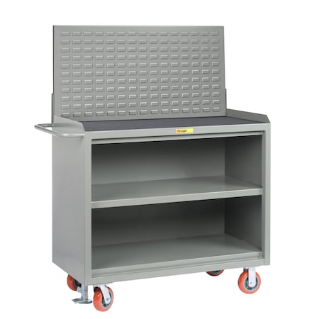 Little Giant Mobile Bench Cabinet, 36"W, Center Shelf, Non-Slip Vinyl Mat, Louvered MM3-2436-FL-LP
